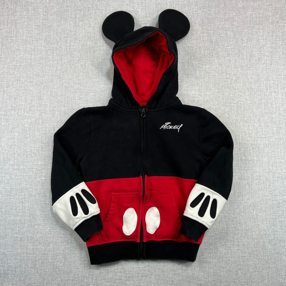 Disney Parks Kids S Mickey Mouse Character Zip Hoodie Black Red Ears Disneybound